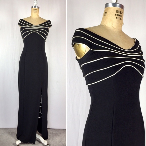 Tadashi Shoji Dresses & Skirts - Vintage 90's Tadashi High Slit Caged Cocktail Gown